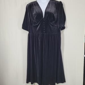 Lauren Ralph Lauren Black Puff Sleeve Velvet Dress Size 2X